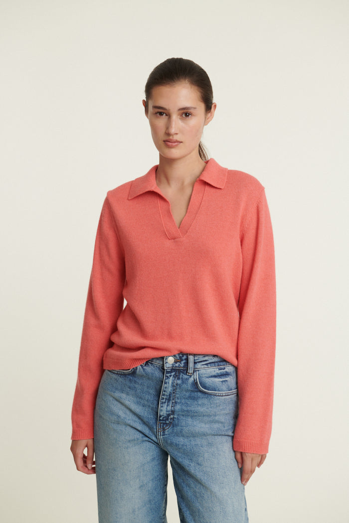 Basic Apparel Cady Polo Sweater Sweaters 760 Conch Shell